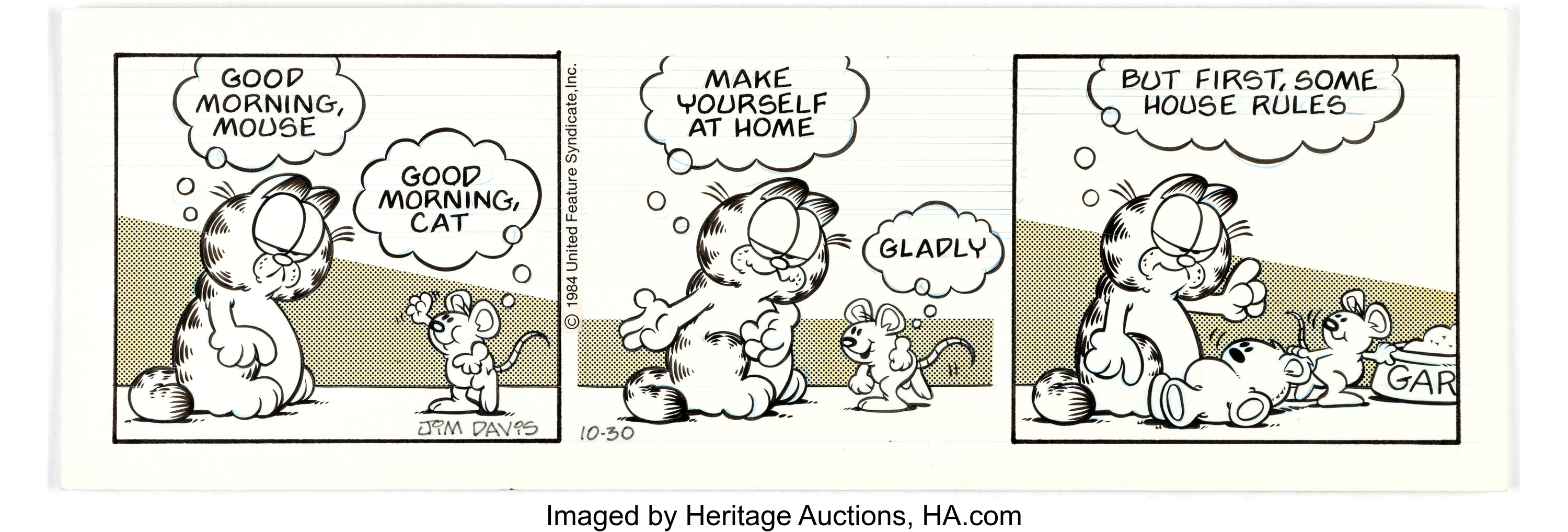 Jim Davis Garfield Daily First Appearance of Squeak the Mouse Comic ...