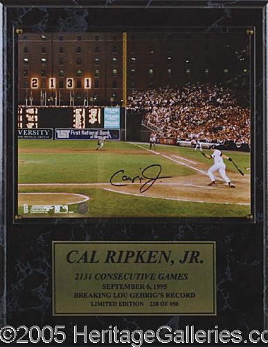 Cal Ripken, Jr. Breaks Lou Gehrig's Consecutive Games Record, 2131