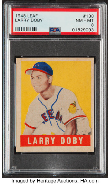 1948 LEAF #138 LARRY DOBY CLEVELAND INDIANS ROOKIE REPRINT CARD –