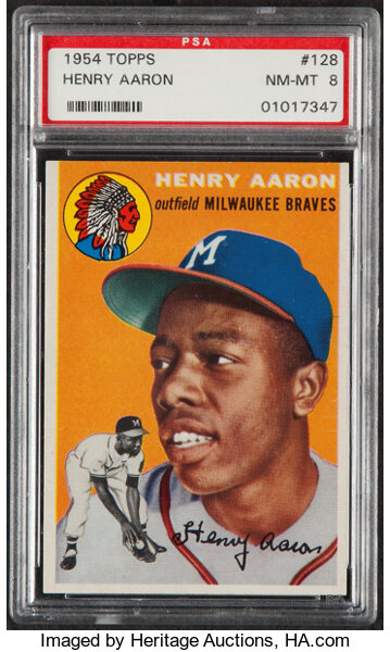  1954 Topps # 128 Hank Aaron Milwaukee Braves (Baseball