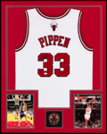 Scottie Pippen Signed Custom Framed Bulls Jersey LED Display with