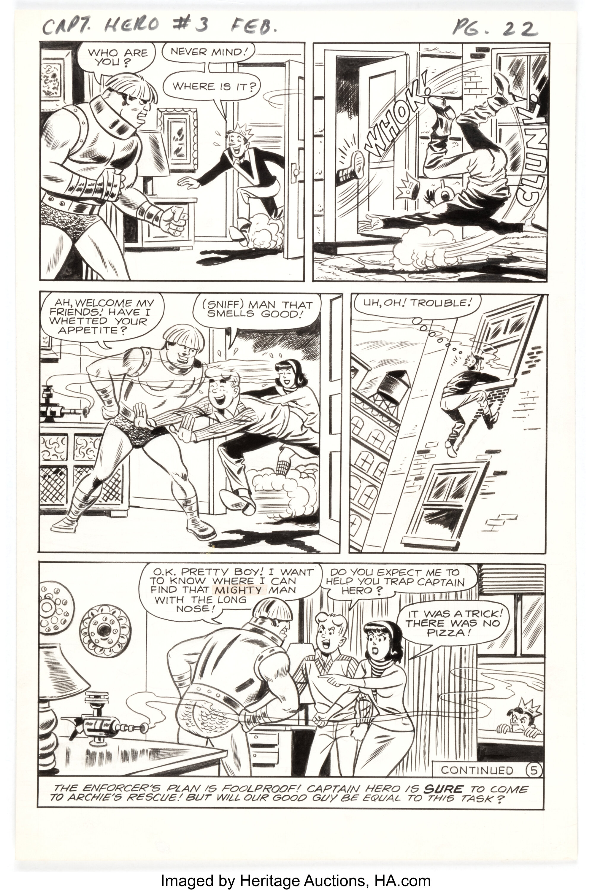 Bill Vigoda Jughead as Captain Hero #3 Story Page 5 Original Art | Lot ...