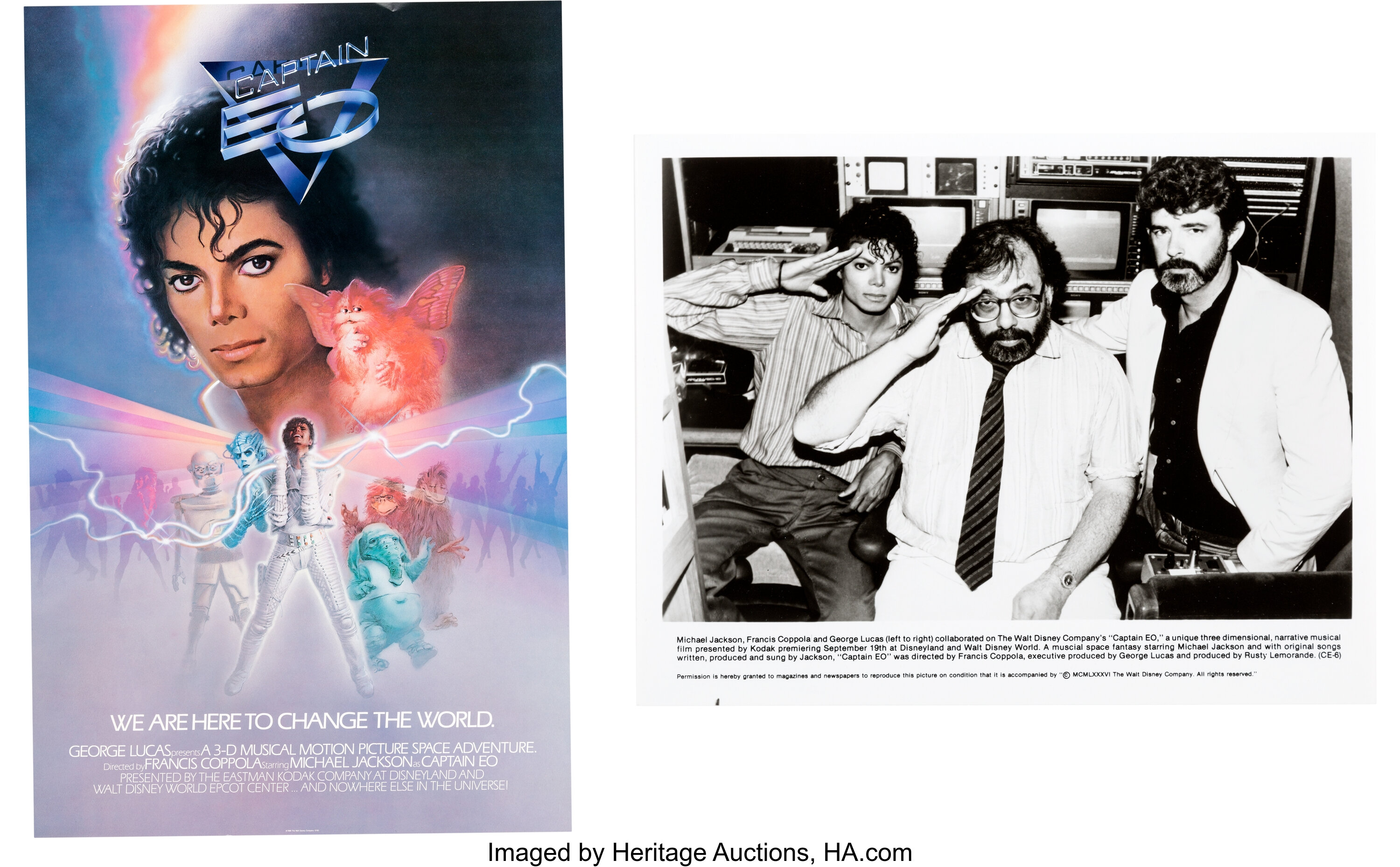 Captain EO Concept Art, Promo Photo and Poster Group of 4 (Walt