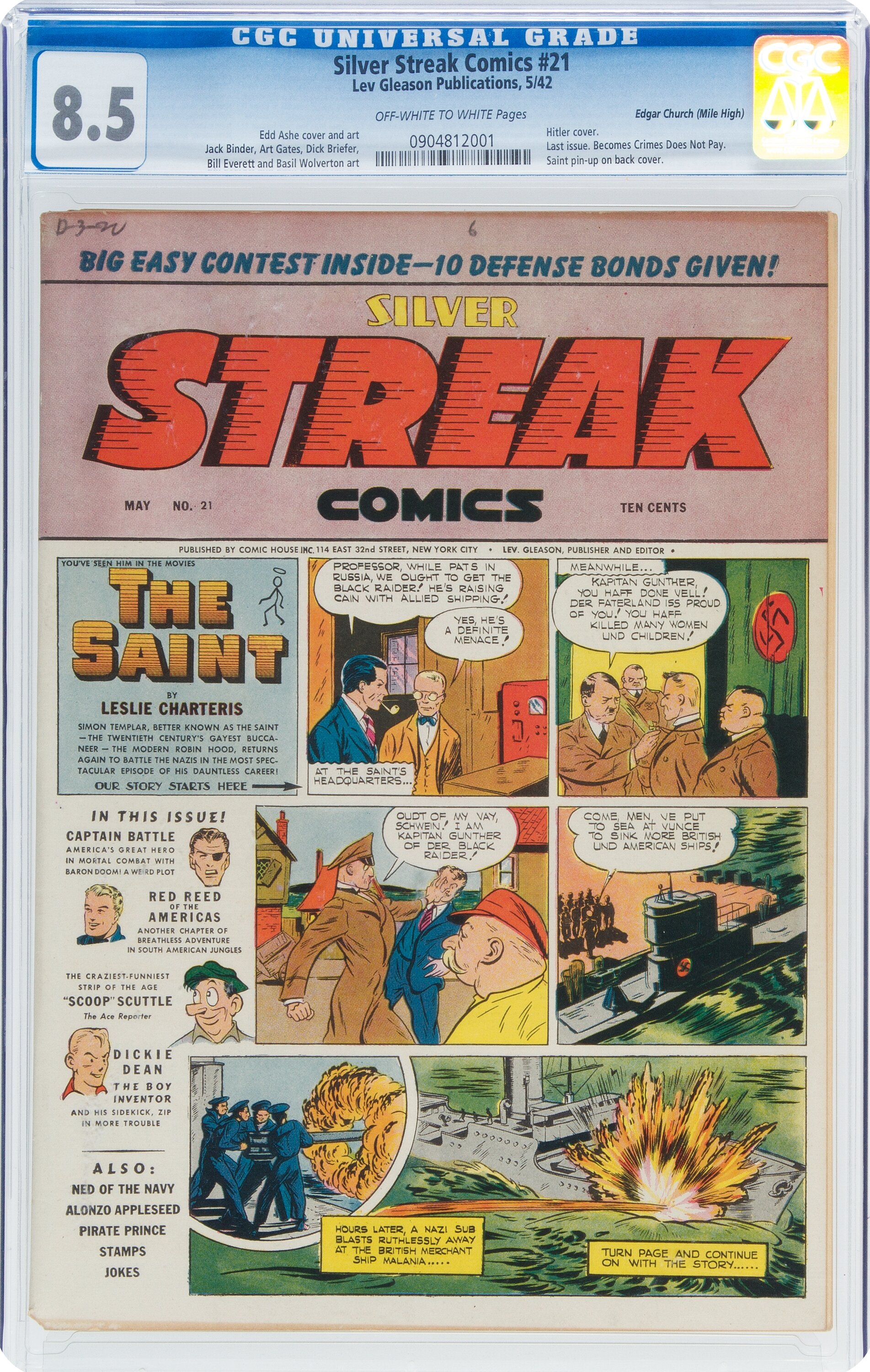 Silver Streak Comics 21 Mile High Pedigree Lev Gleason 1942 Cgc Lot Heritage Auctions