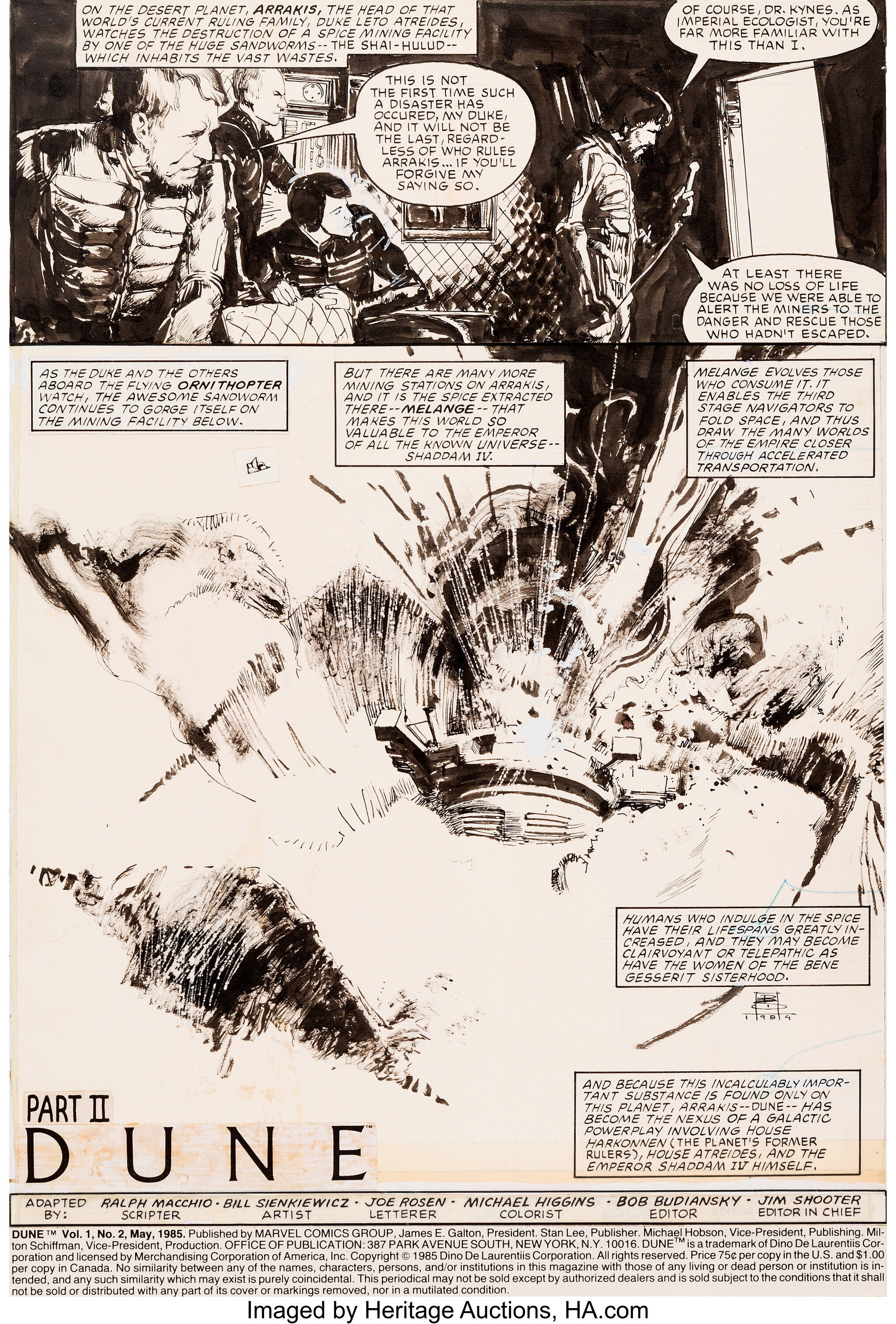 Bill Sienkiewicz Dune 2 Story Page 1 Original Art Marvel 1985 Lot Heritage Auctions