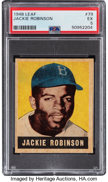 Jackie Robinson 1948 Leaf Baseball Rookie Card (RC) #79- PSA Graded 3 VG  (Brooklyn Dodgers)