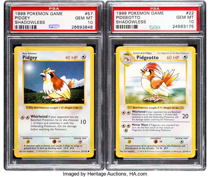 Pokémon Pidgeotto #22 and Pidgey #57 Shadowless Base Set Trading