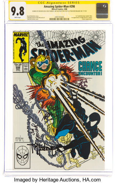 Modern Age (1980-Present):Superhero, The Amazing Spider-Man #298 Signature Series: Bob McLeod, Todd McFarlane and others (Marvel, 1988) CGC NM/MT 9.8 White pages....