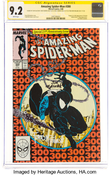 Modern Age (1980-Present):Superhero, The Amazing Spider-Man #300 Signature Series: Todd McFarlane and others (Marvel, 1988) CGC Signature Series NM- 9.2 White pag...