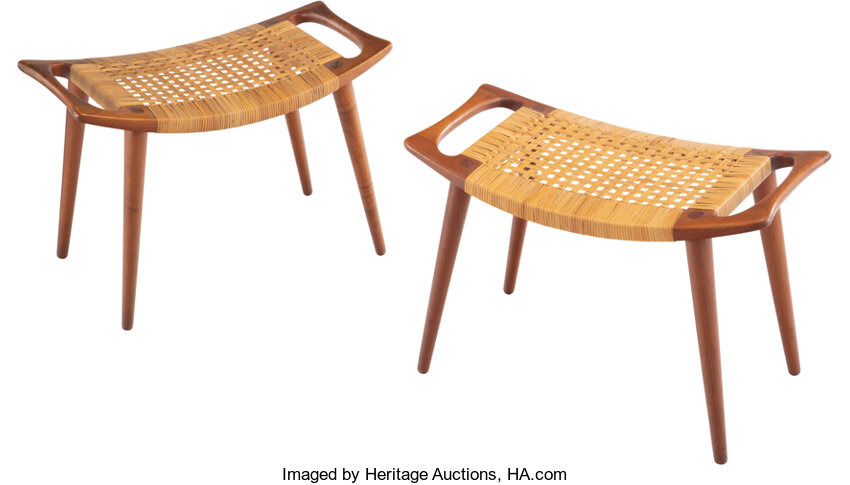 Hans J Wegner Danish 1914 07 Pair Of Jh 539 Stools Circa Lot Heritage Auctions