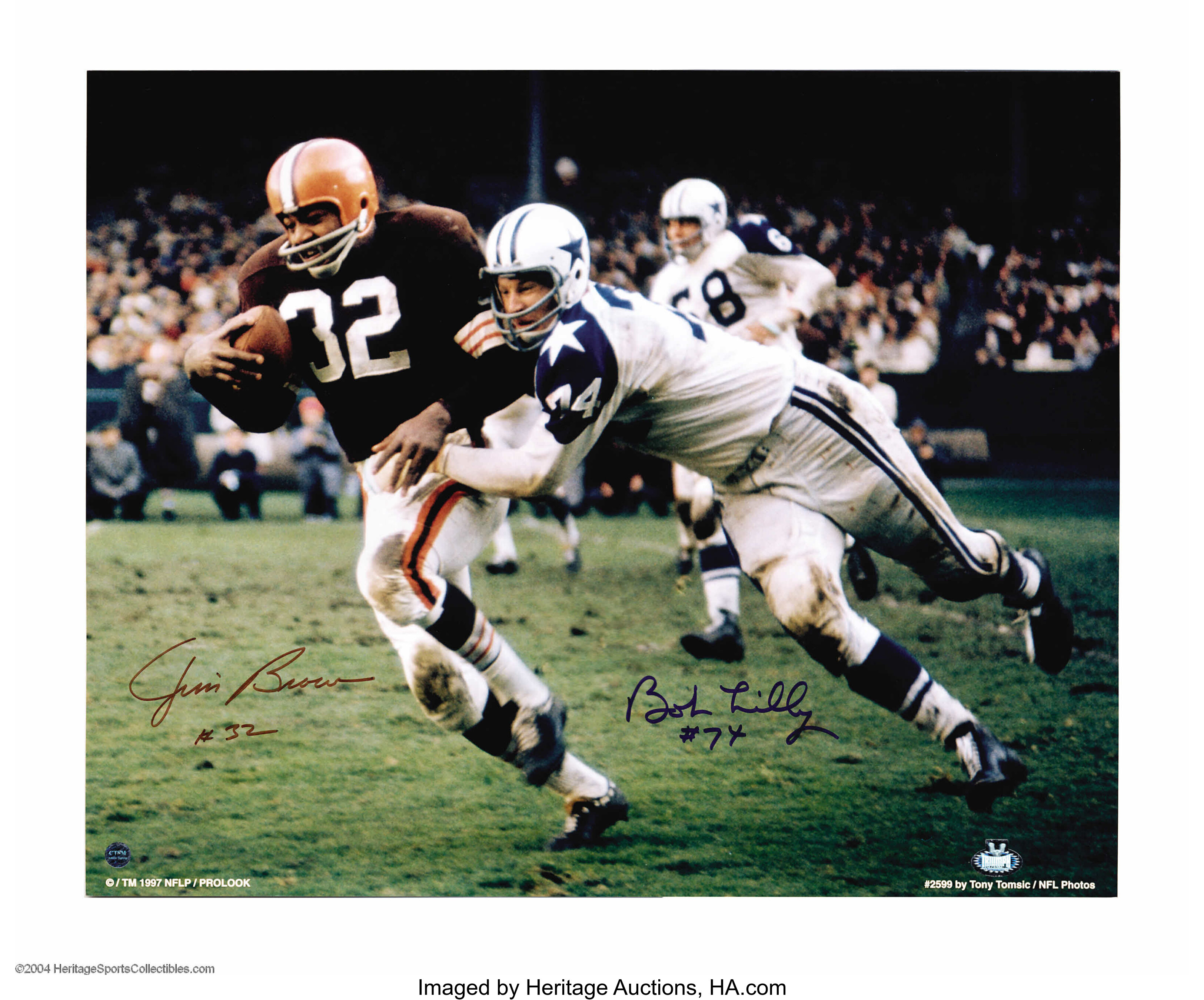 Jim Brown Bob Lilly signed autographed 16x20 framed photo JSA#PP75771