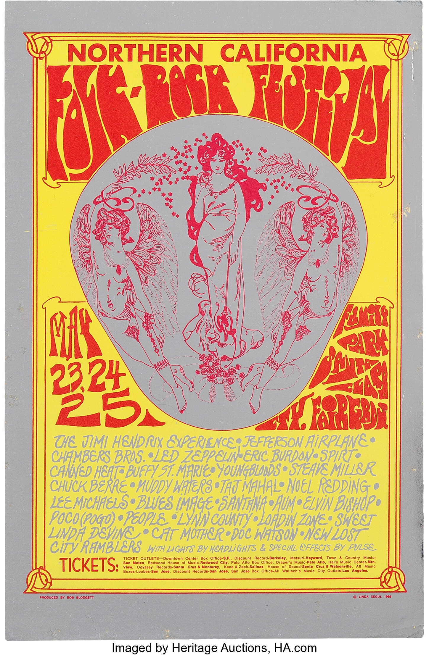 Jimi Hendrix / Led Zeppelin 1969 Calif. Folk-Rock Festival Lot #89744 | Heritage Auctions