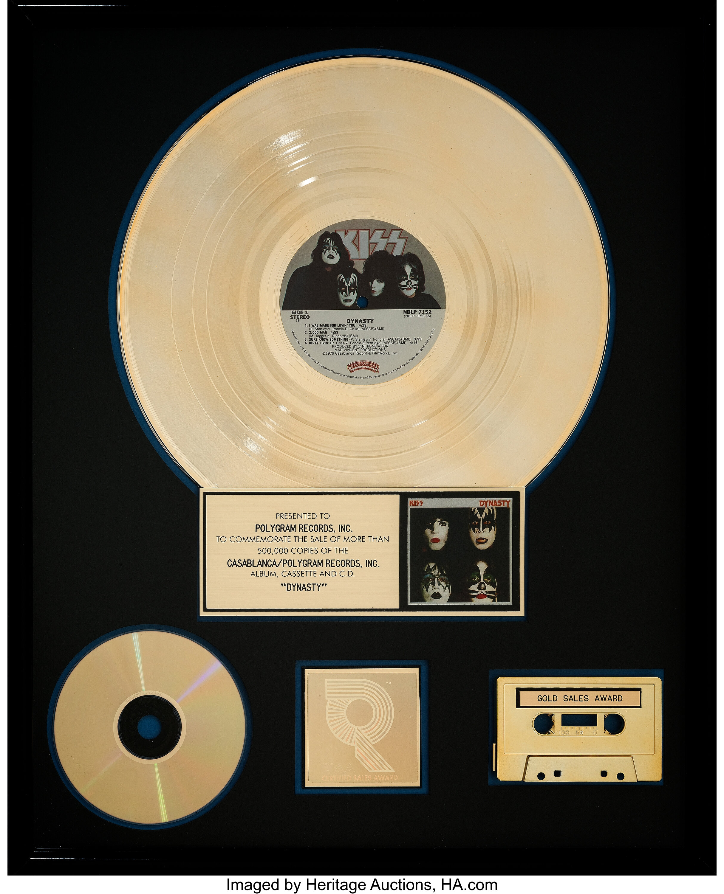 Kiss Dynasty RIAA R Hologram Gold Sales Award. ... Music | Lot #89369 ...