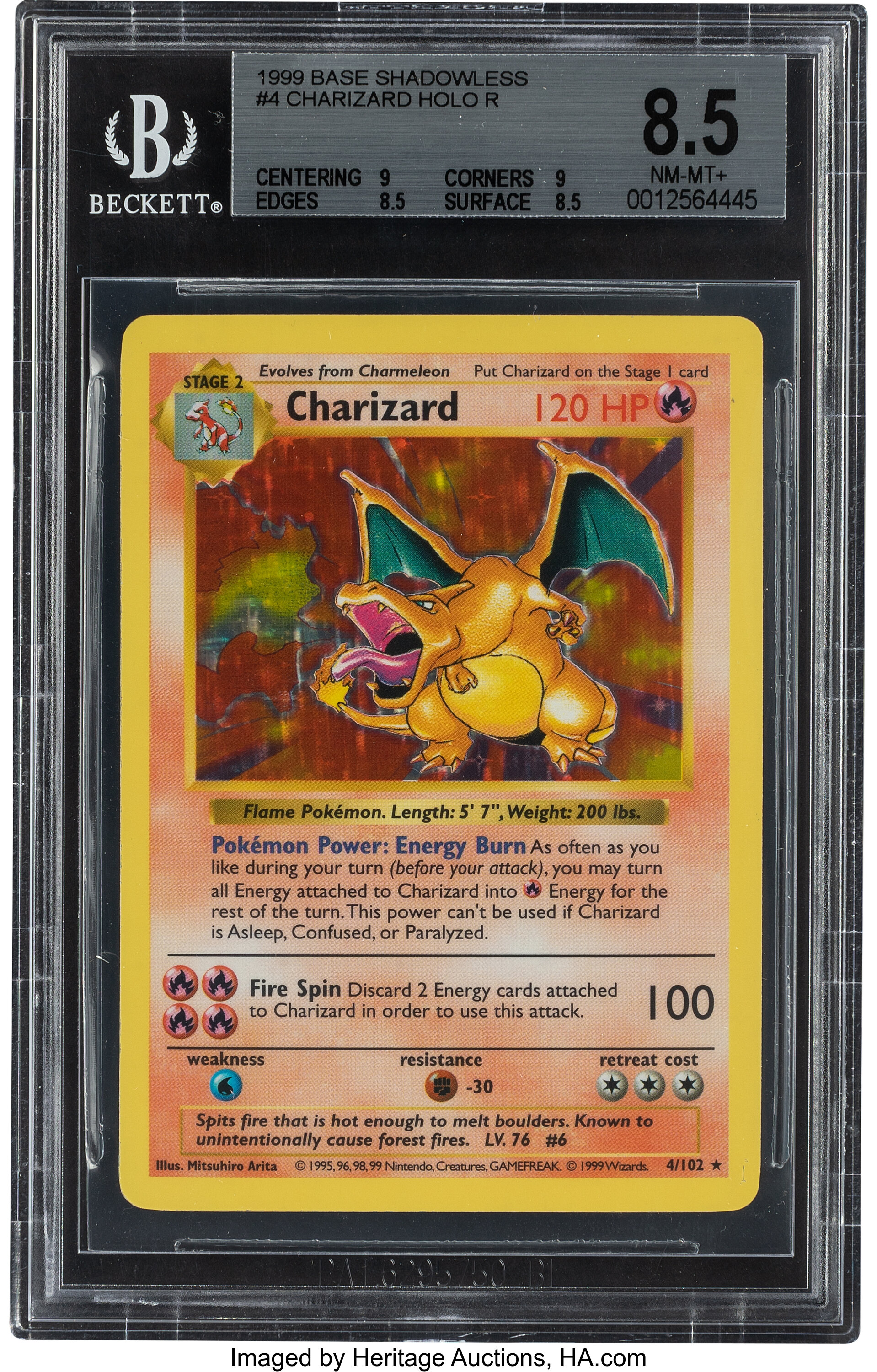 Pokémon Charizard #4 First Edition Shadowless Base Set Rare | Lot #81059 |  Heritage Auctions
