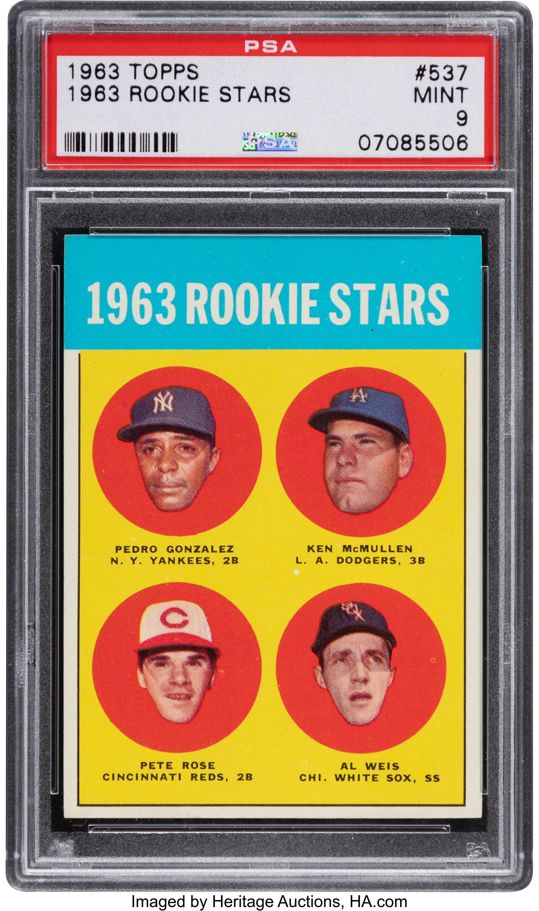 1963 Topps Pete Rose - 1963 Rookie Stars #537 SGC Mint+ 9.5., Lot  #80033