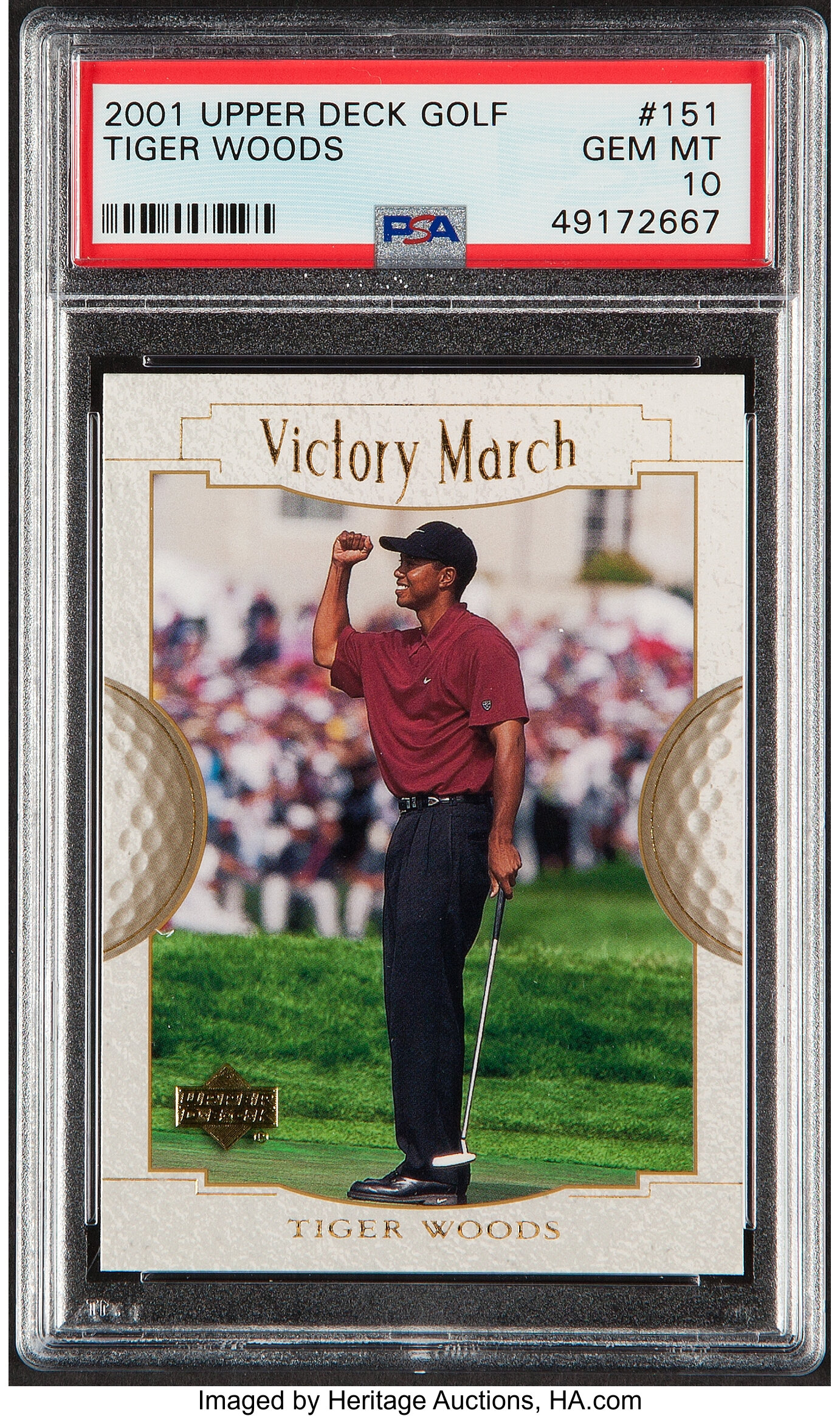 2001 Upper Deck Golf Tiger Woods Victory March 151 Psa Gem Mint Lot 42217 Heritage Auctions