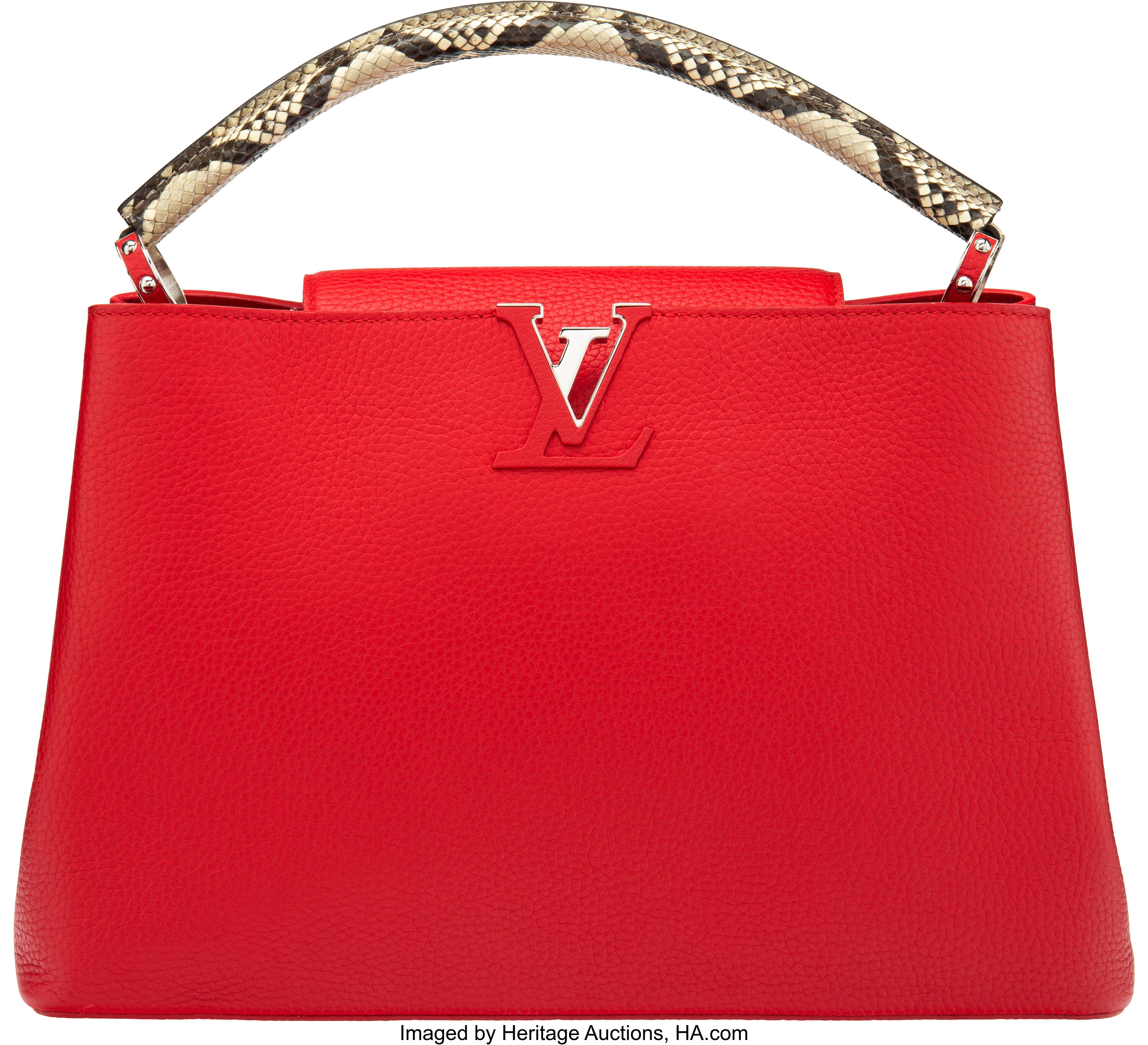 Louis Vuitton Python & Scarlet Taurillon Leather Capucines MM Bag., Lot  #58175