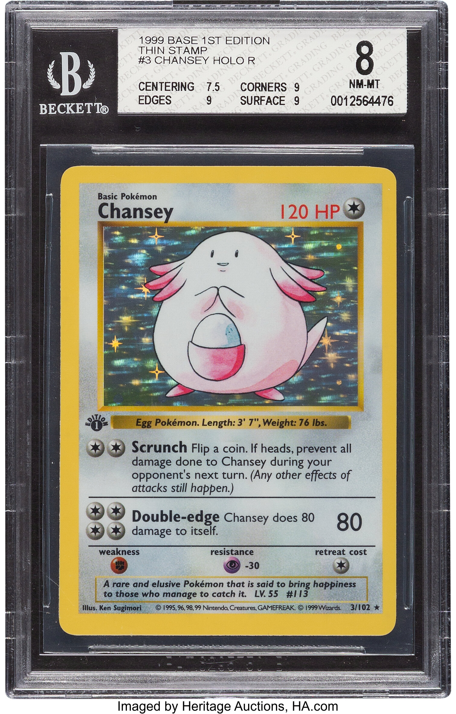 Pokémon Chansey #3 First Edition Base Set Rare Hologram Trading | Lot  #81003 | Heritage Auctions