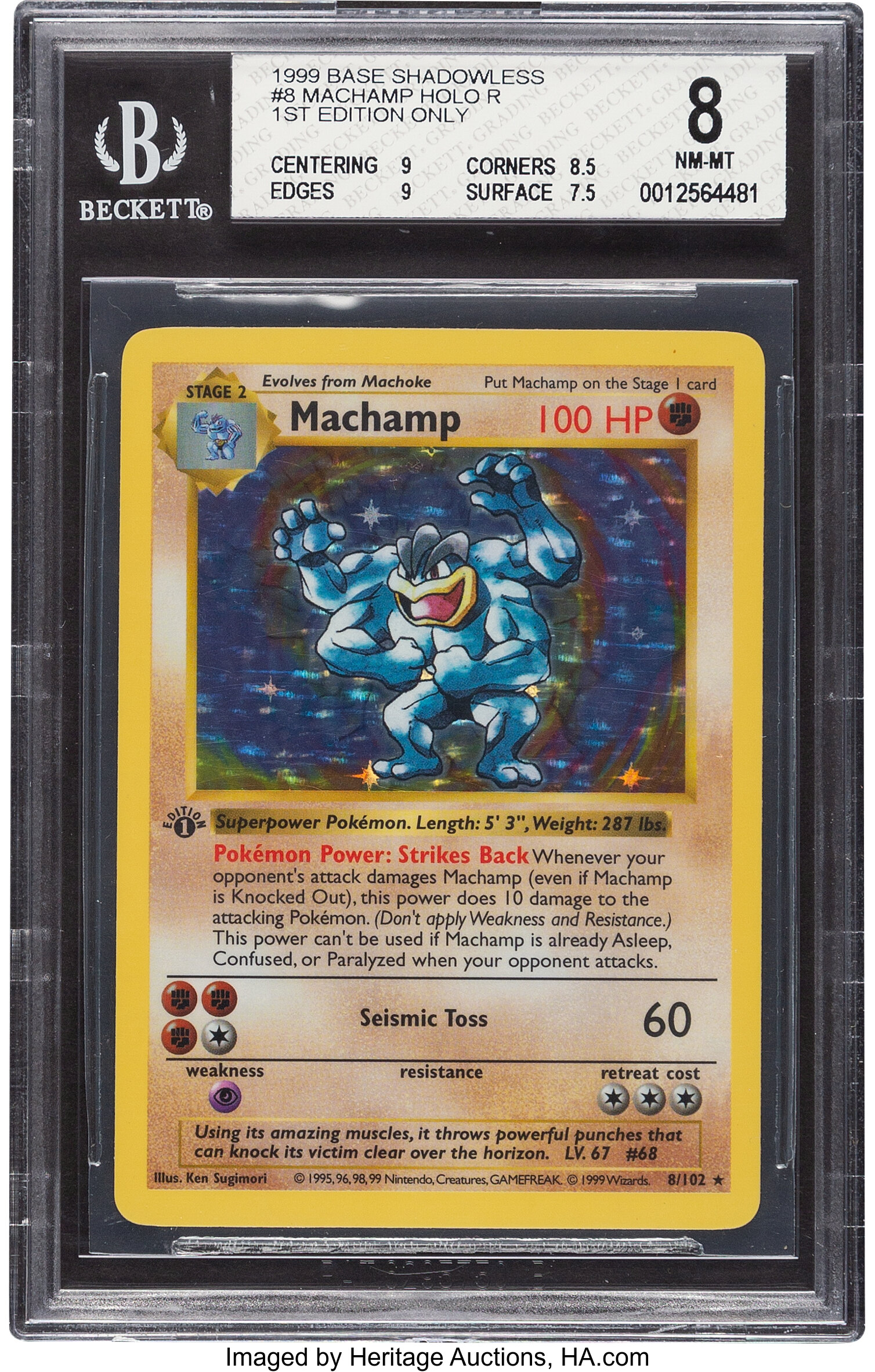 Pokémon Machamp #8 First Edition "Shadowless" Base Set Rare | Lot #81008 |  Heritage Auctions
