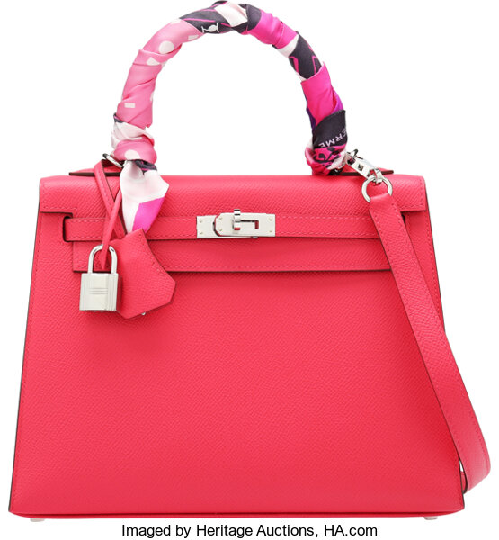 Replica Hermes Kelly Sellier 25 Bicolor Bag in Red and Etain Epsom Calfskin