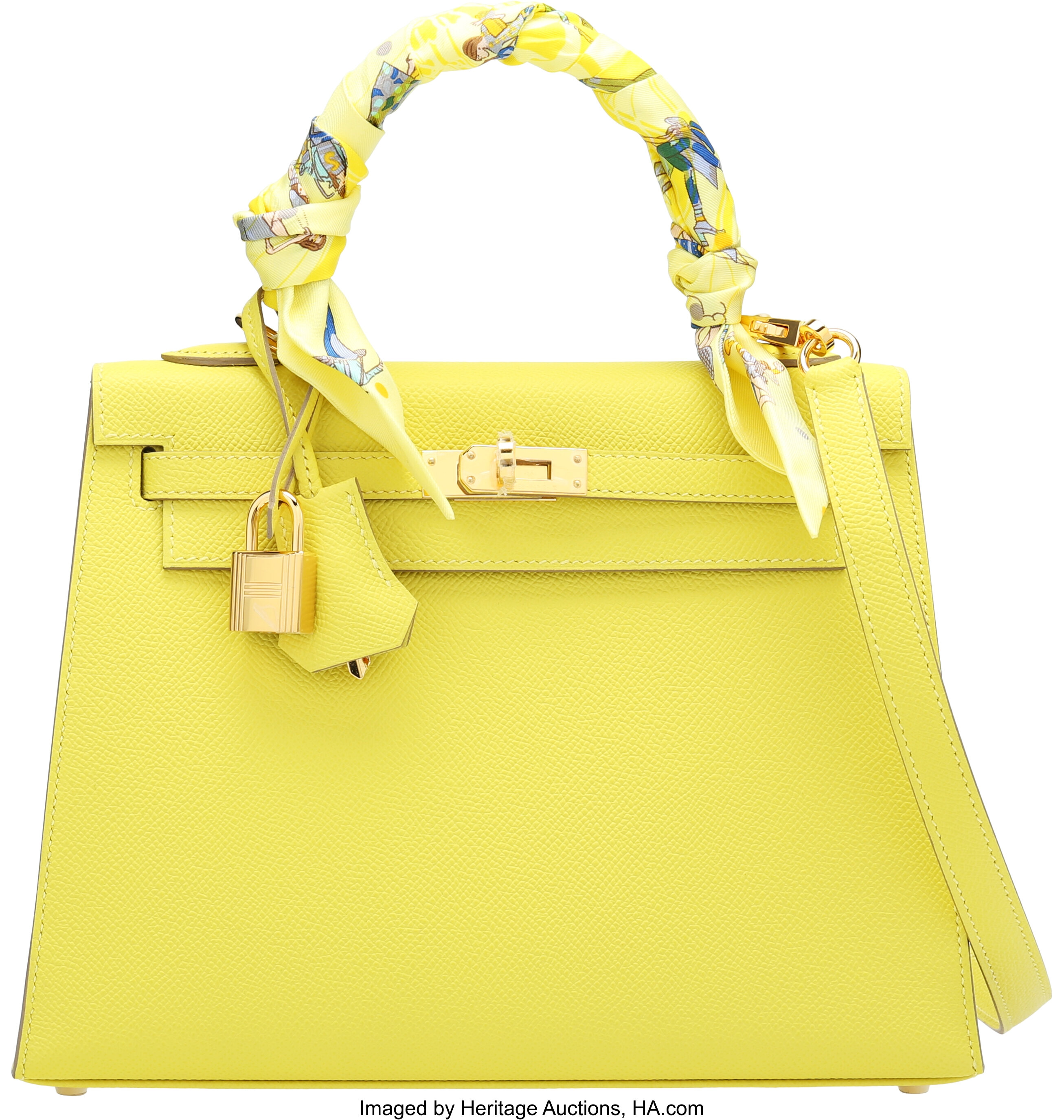 Hermes Kelly Sellier 25 Tricolor Bags in Craie/Sesame/Yellow Epsom