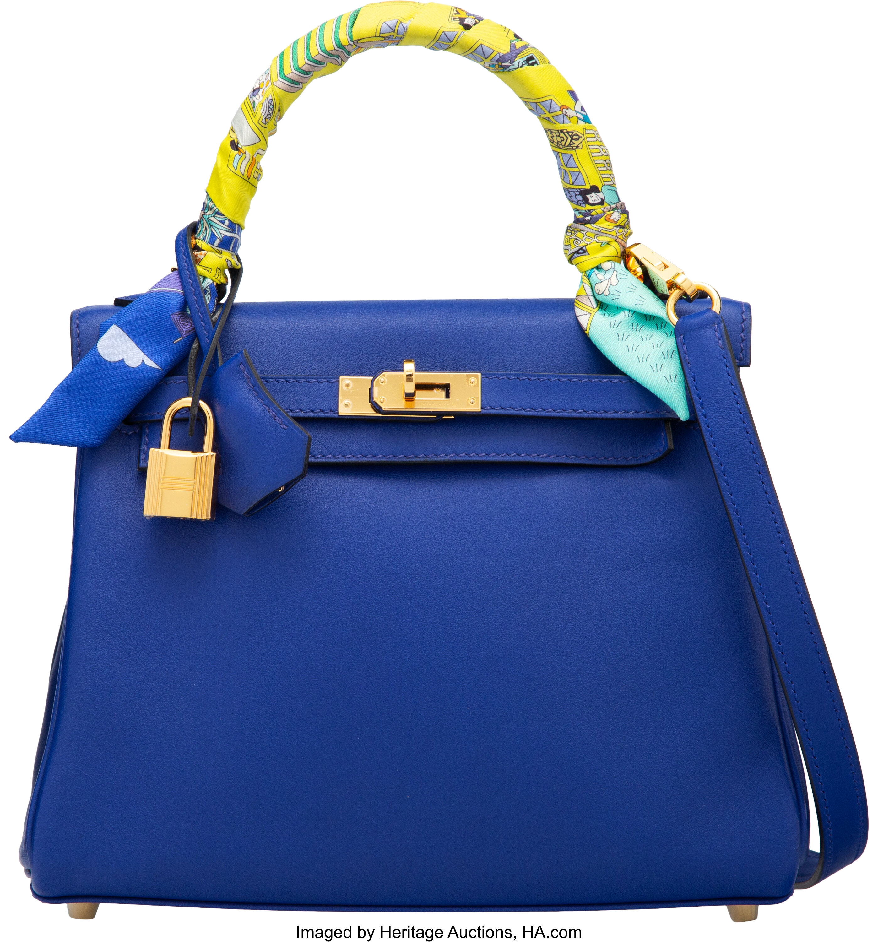 Hermes Blue Atoll/Colvert Swift Leather Berline 21 Bag