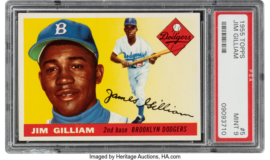 1955 Topps Jim Gilliam #5 PSA Mint 9 - Pop Two, None Higher