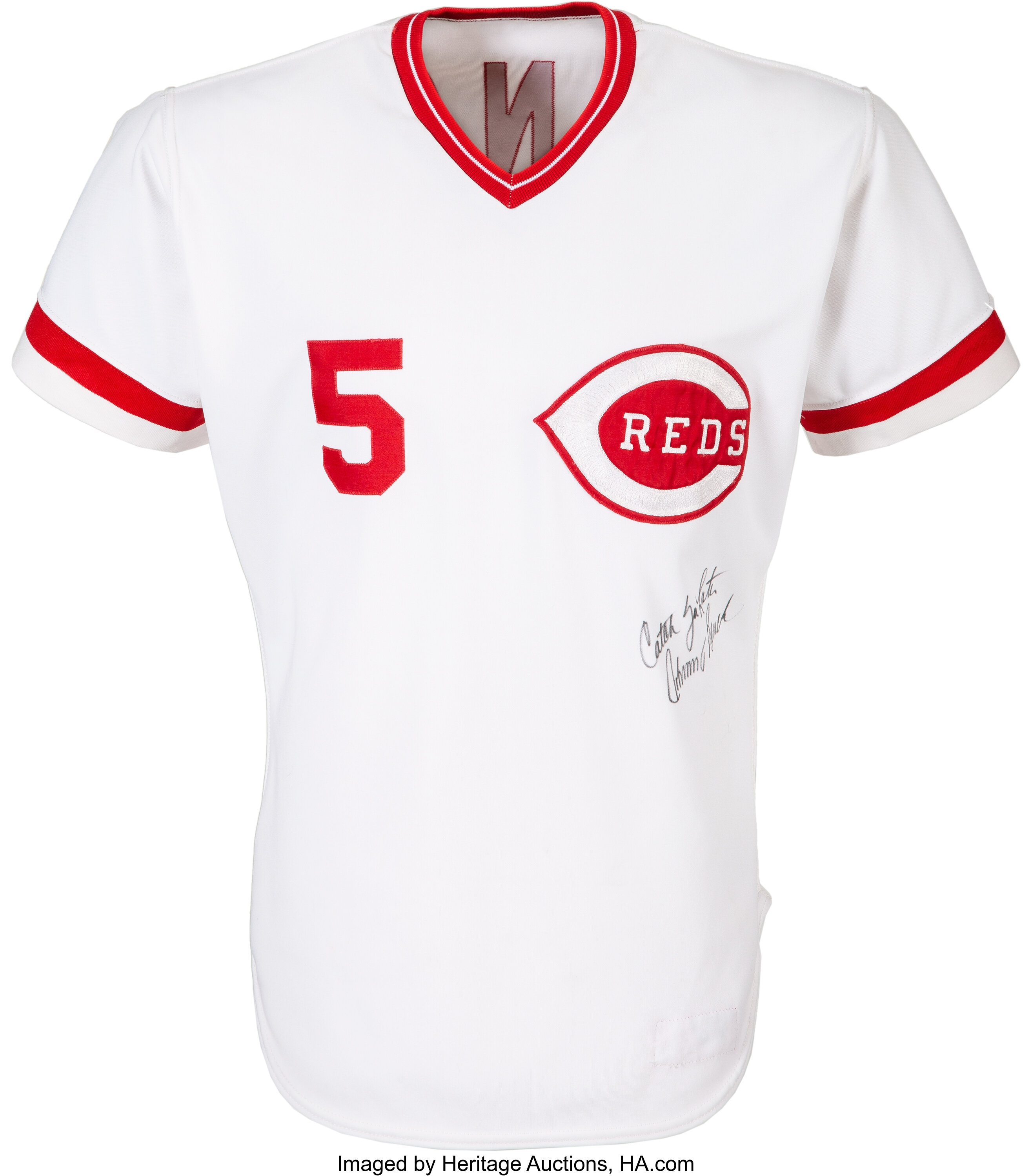 1983 Cincinnati Reds - Johnny Bench Game-Worn, Signed Jersey- 100% Team  Graded: 11/20 - Memorabilia Expert