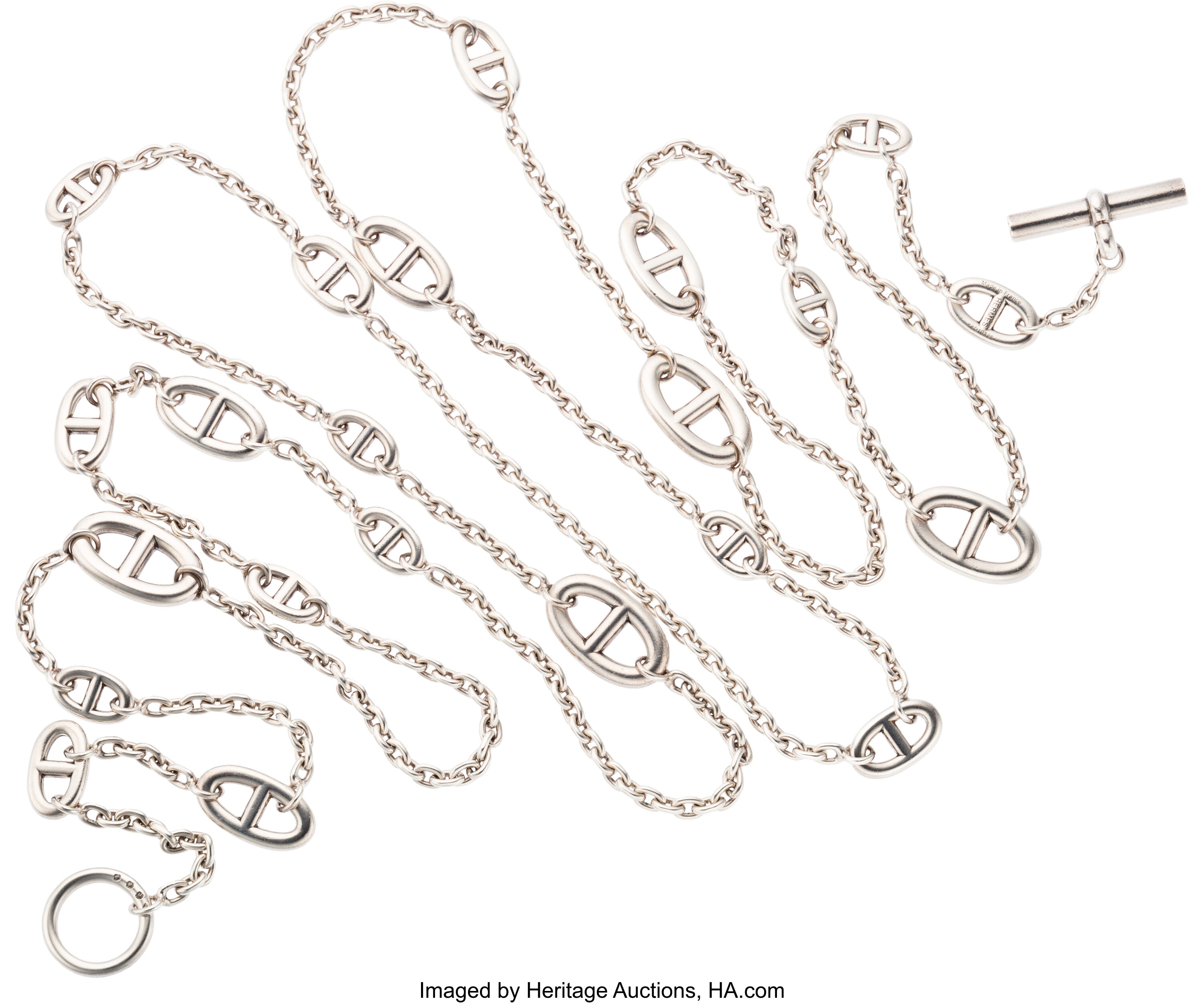 Hermès Sterling Silver Farandole Long Necklace 160. Condition: 4., Lot  #58202