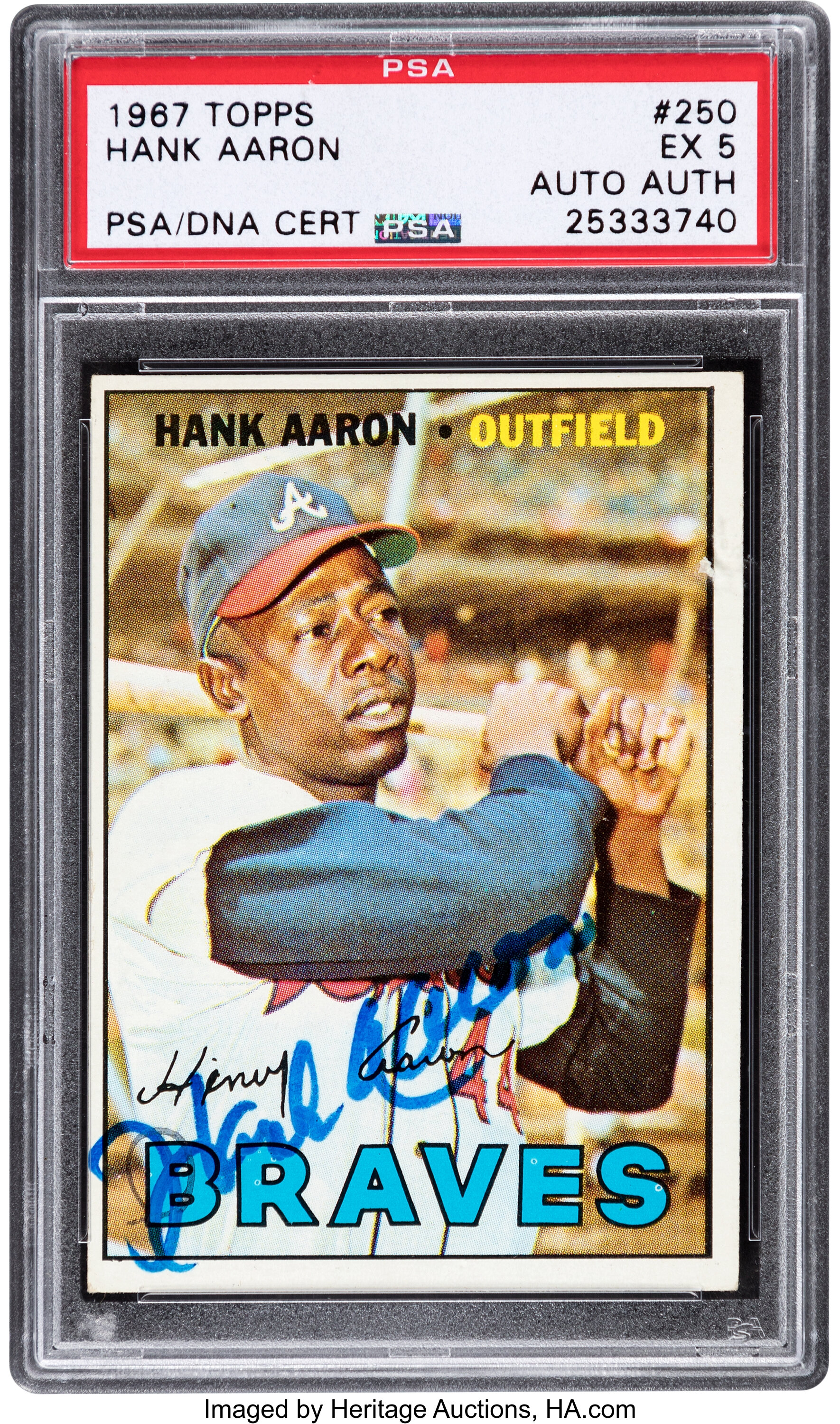 Sold at Auction: (EX) 1967 Topps Hank Aaron #250 Baseball Card