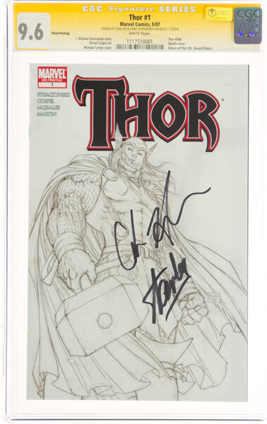 Thor #1 Sketch Cover Third Printing - Signature Series - Stan Lee