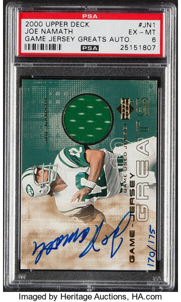 2000 Upper Deck Joe Namath Game Jersey Greats Autograph #GJG-JN1