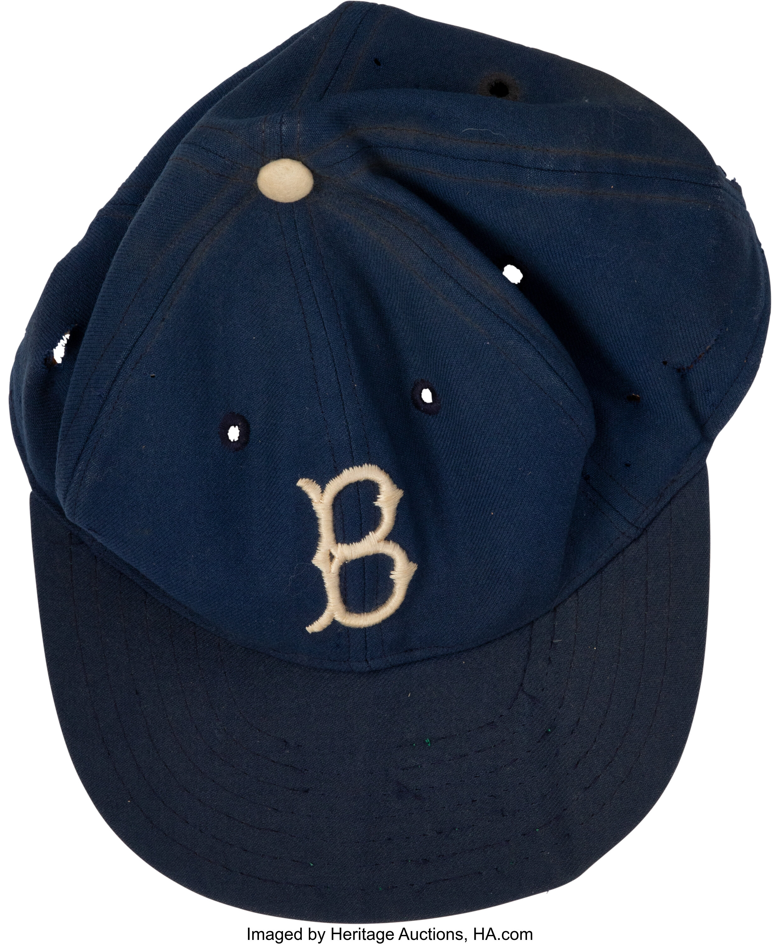 1956-57 Don Drysdale Rookie-Era Game Worn Brooklyn Dodgers Cap,, Lot  #81979