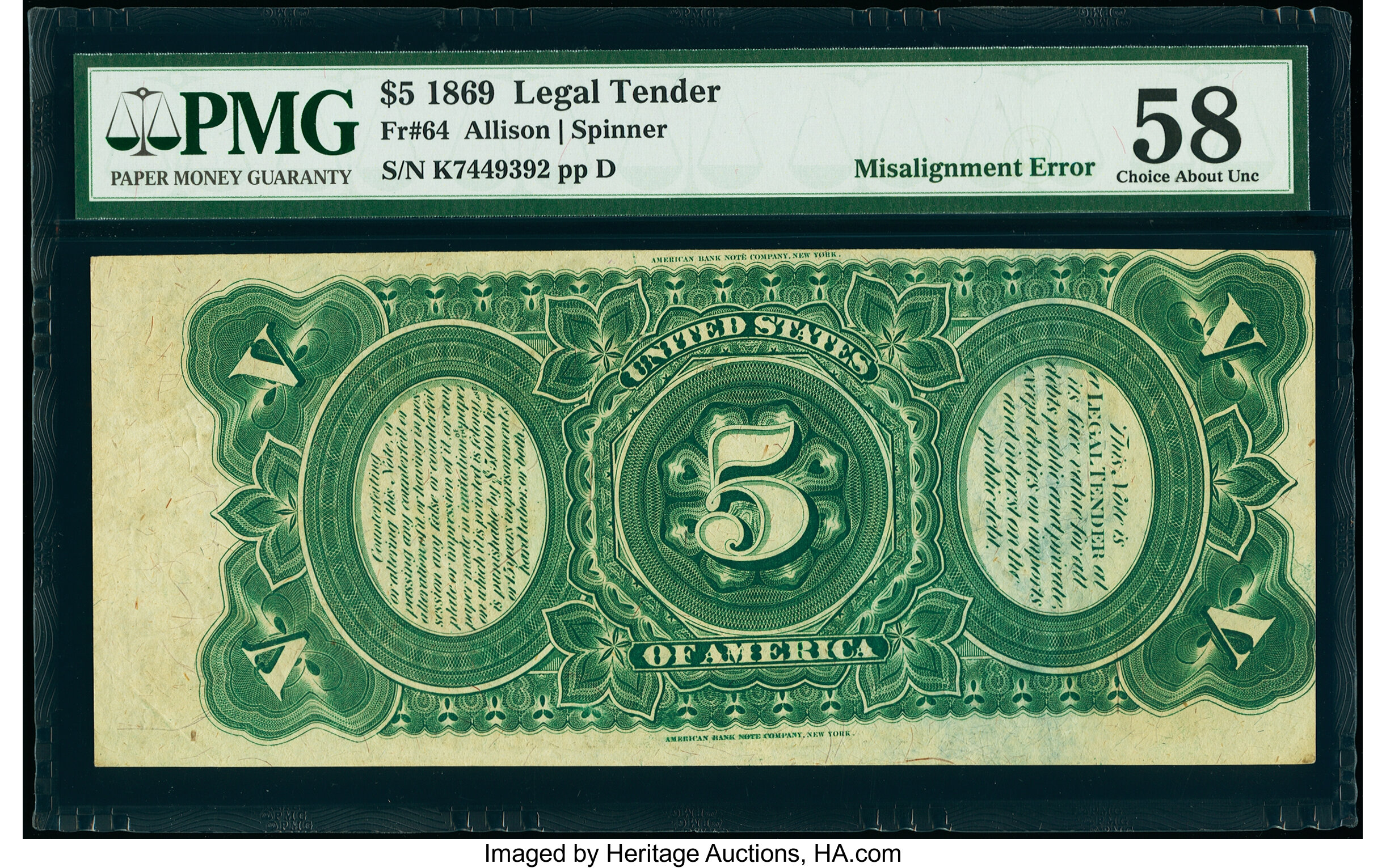 misaligned-back-printing-error-fr-64-5-1869-legal-tender-pmg-lot