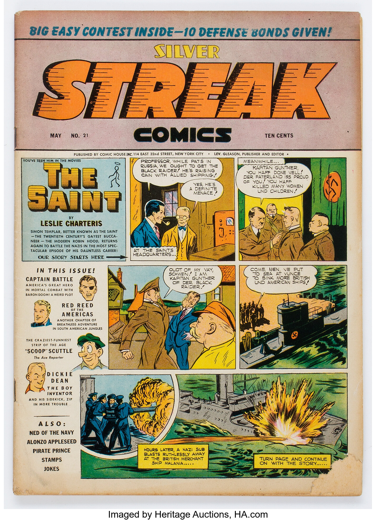 Silver Streak Comics 21 Lev Gleason 1942 Condition Vg Lot Heritage Auctions