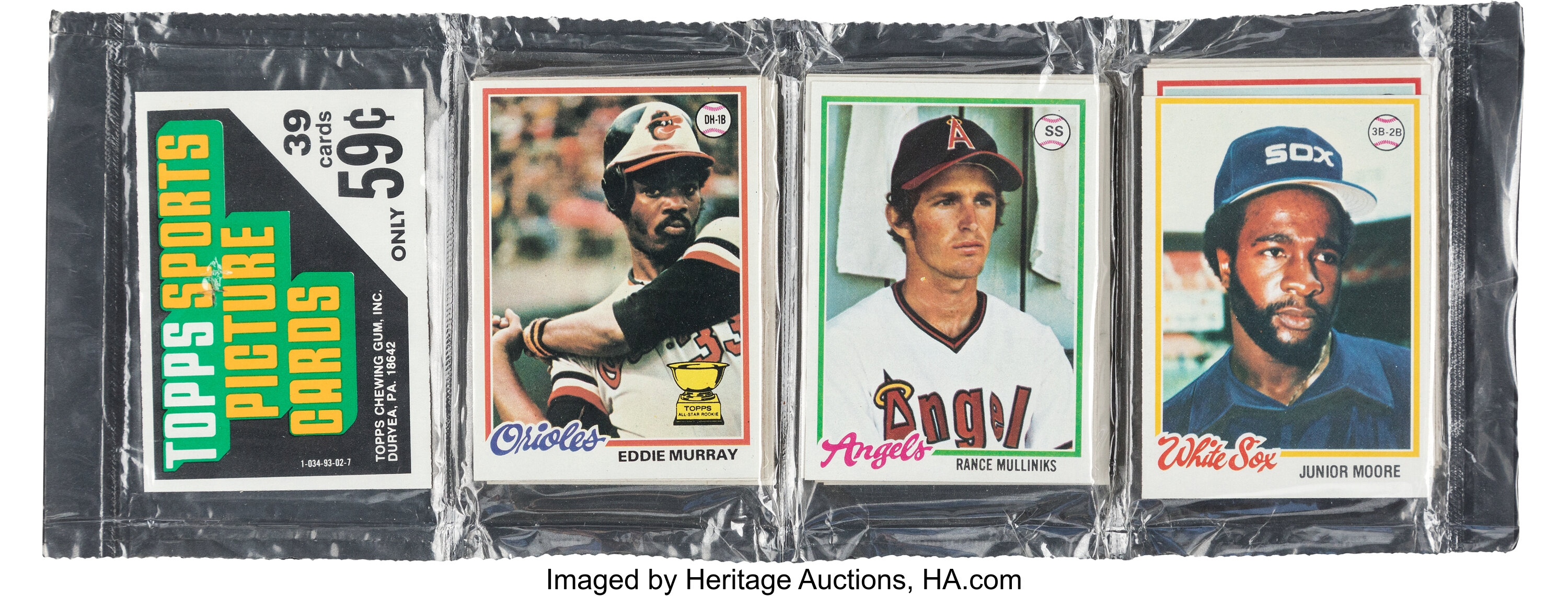 1978 Topps Baseball Rack Pack With Eddie Murray Rookie On Top