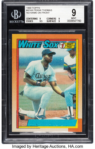 1990 Topps Frank Thomas ROOKIE, NO NAME ON FRONT #414 PSA 8 NM-MT - October  Premier Auction - Closing October 19, 2023