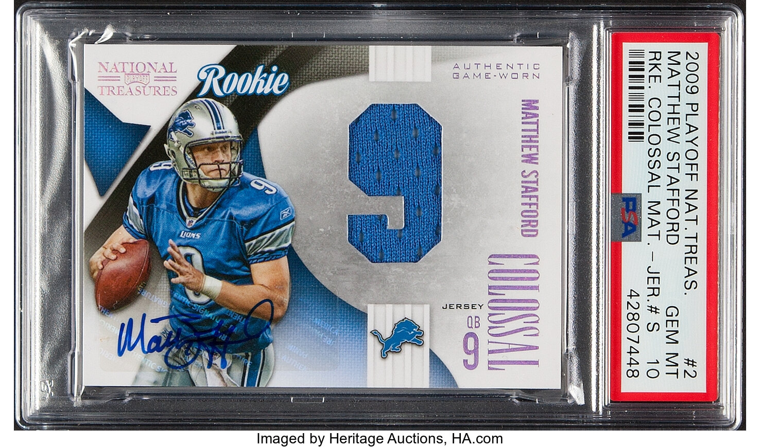 Matthew Stafford 2009 National Treasures Rookie Colossal Materials