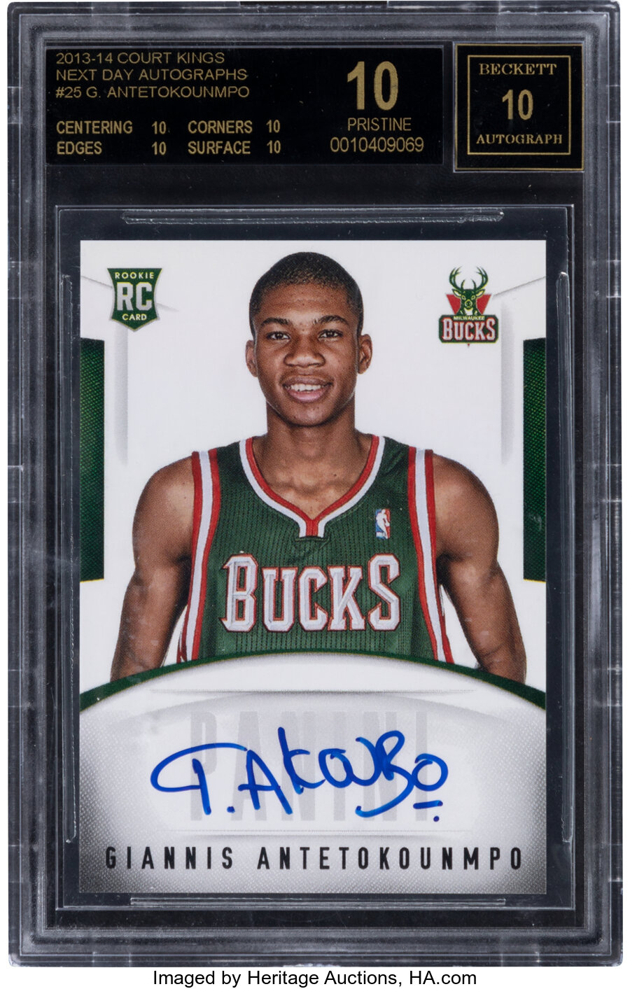 2013 Court Kings Giannis Antetokounmpo (Next Day Autographs) #GA BGS Pristine 10, Auto 10 - Black Label!