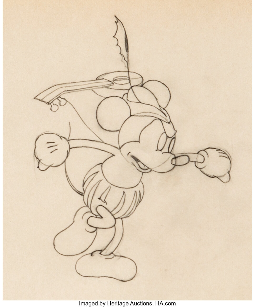 MICKEY MOUSE ANIMATION Production Drawing Vintage Disney Animation, 1980s,  Walt Disney, Disney Collectible, Disney Drawing 