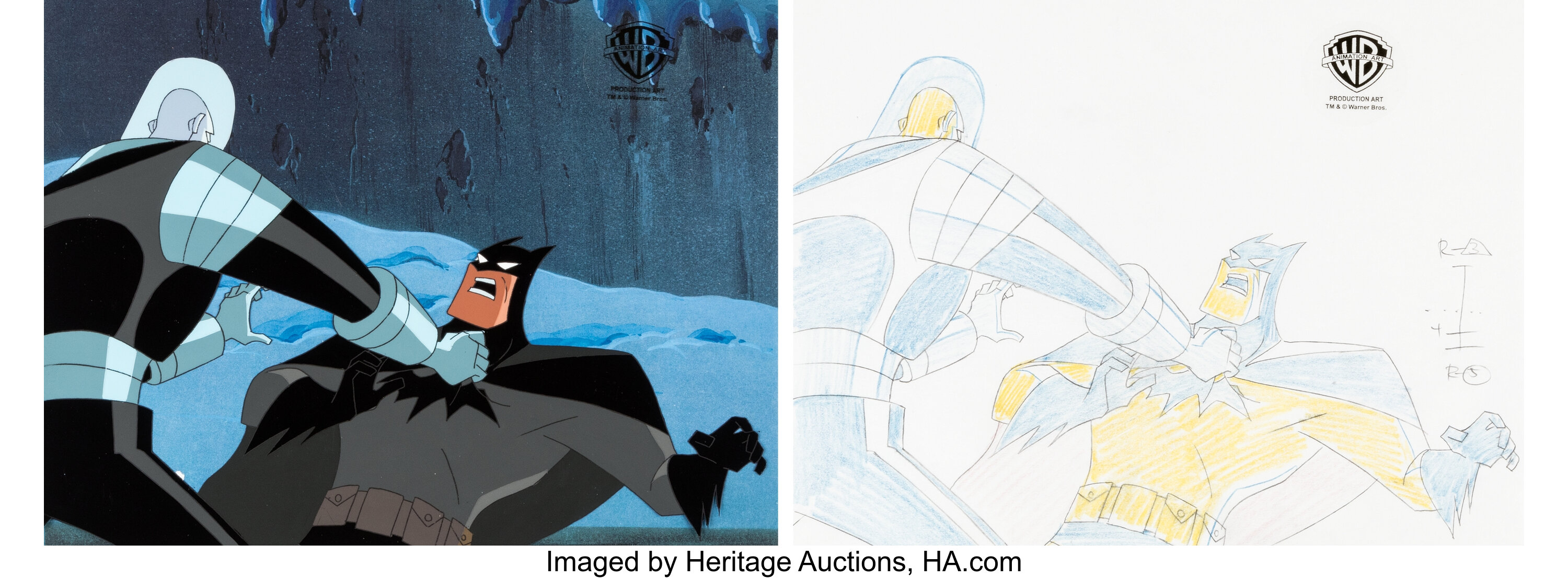The New Batman Adventures Batman and Mr. Freeze Production Cel and | Lot  #19109 | Heritage Auctions