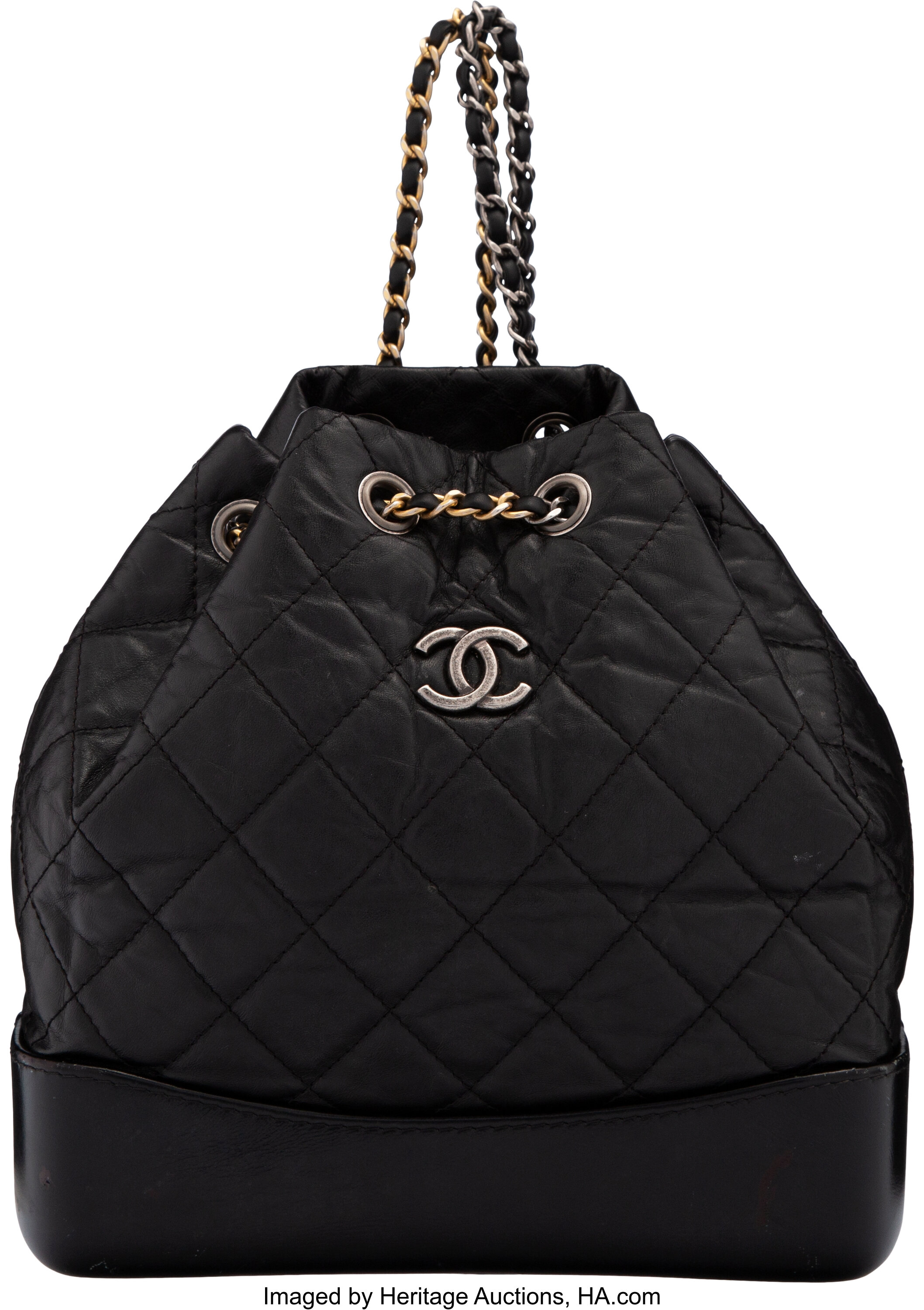 Chanel Black Aged Calfskin Gabrielle Backpack with Mixed Hardware., Lot  #58067