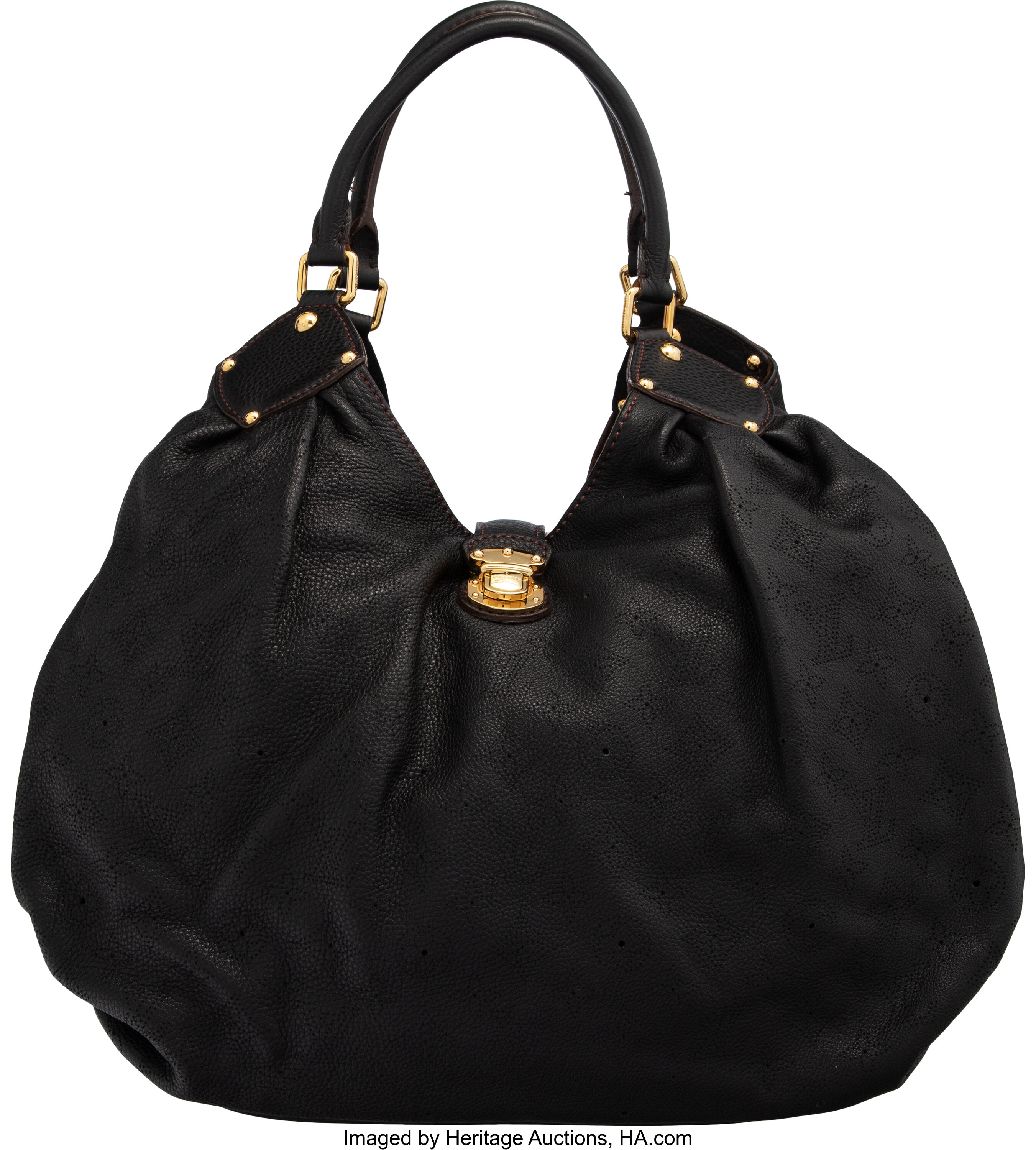 At Auction: A Louis Vuitton Mahina Leather Handbag, Black Leather