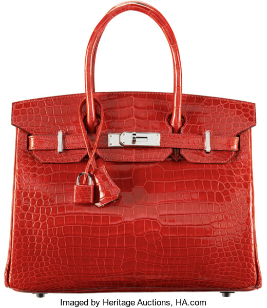 Hermes 30cm Red Crocodile Birkin Bag