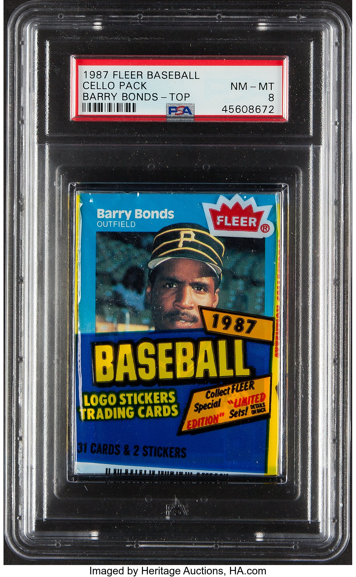 1987 Fleer Baseball Unopened Cello With Barry Bonds Top Showing PSA ...