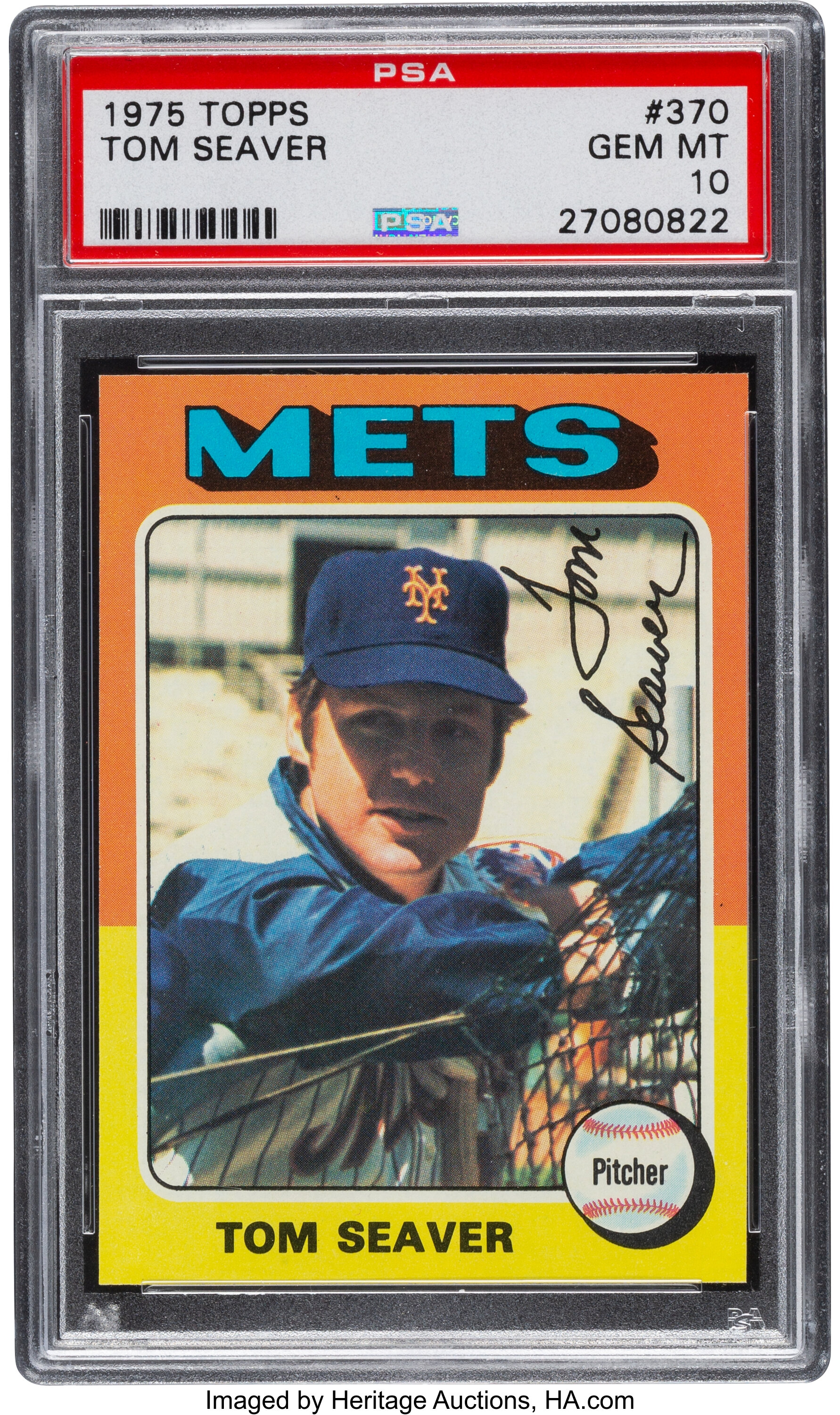 1975 Topps Tom Seaver #370 PSA Gem Mint 10. Baseball Cards, Lot #80820