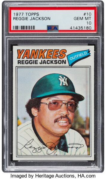 1977 Topps Reggie Jackson #10 PSA Gem Mint 10. Baseball Cards, Lot  #80838
