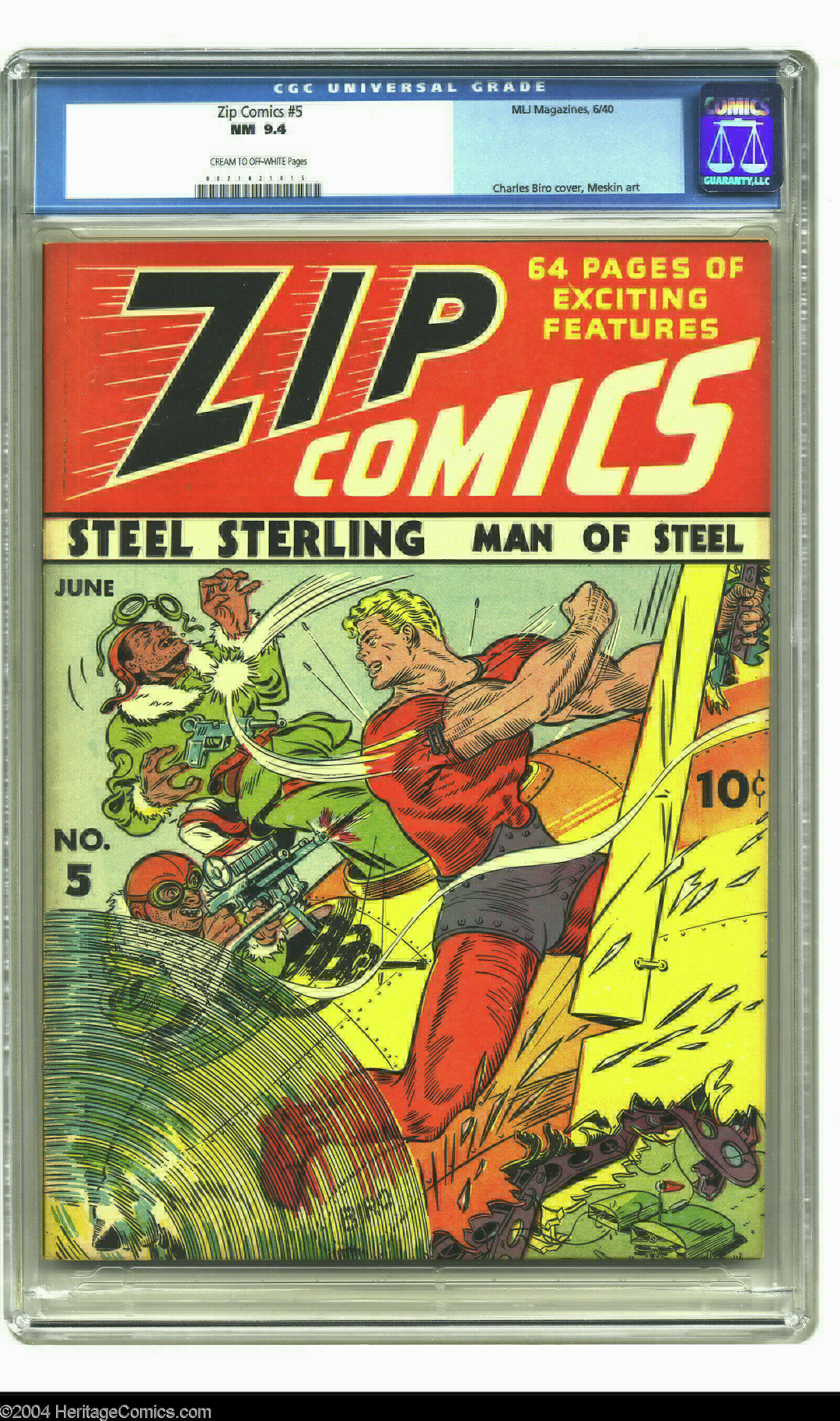 Zip Comics 5 Mlj 1940 Cgc Nm 9 4 Cream To Off White Pages Mlj Lot 6355 Heritage Auctions