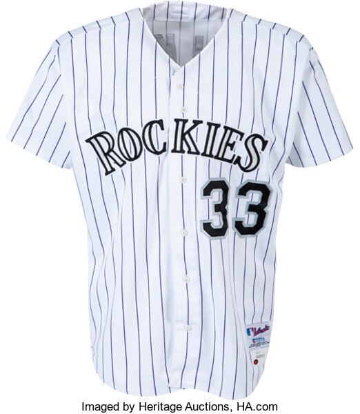 2002 Larry Walker Game Worn Colorado Rockies Jersey with Team, Lot #81953