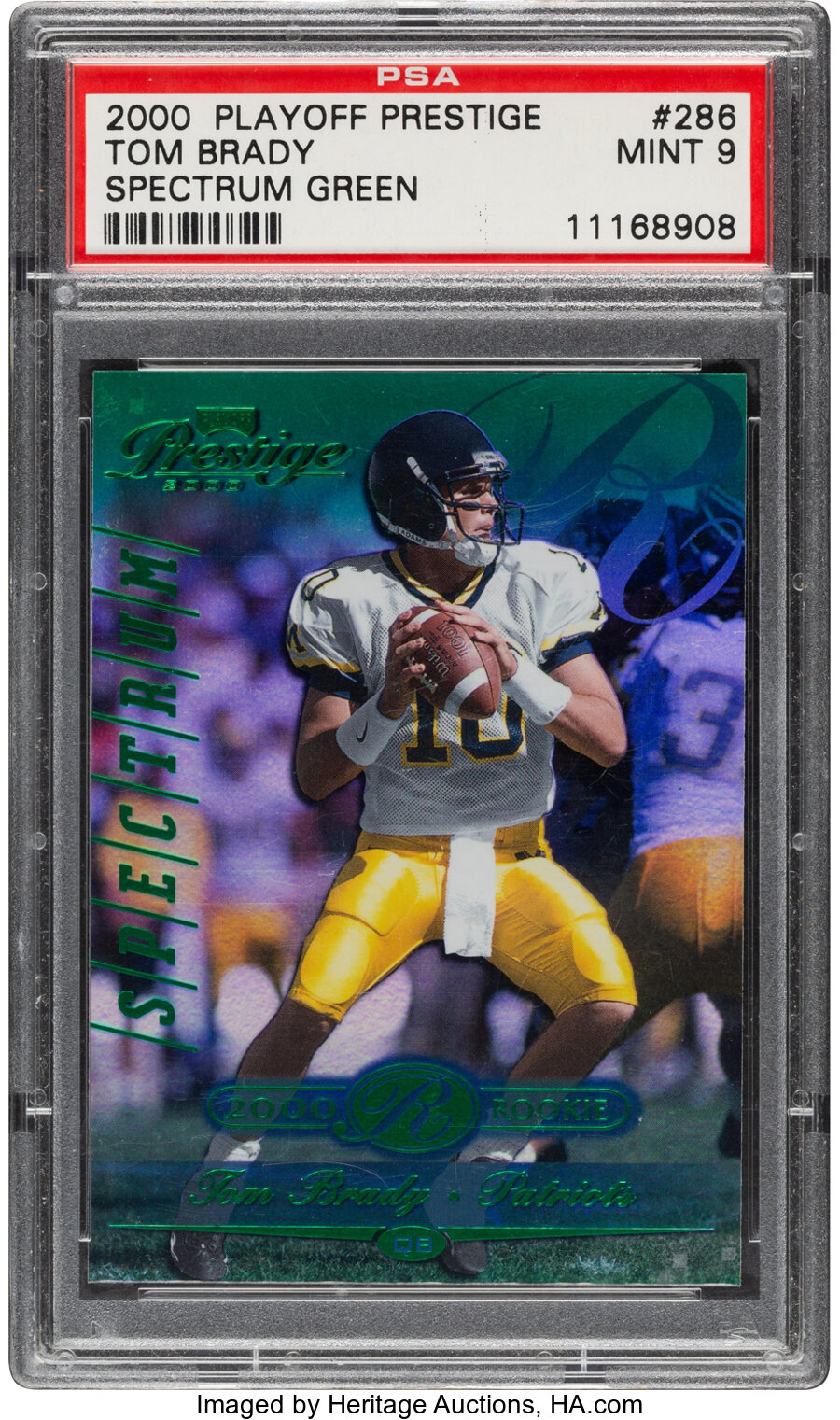 2000 Playoff Prestige Tom Brady (Spectrum Green) #286 PSA Mint 9 - #'d 13/25